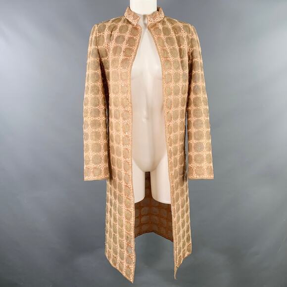 MILA SCHON Size 6 Beige Tan Polyester Circles Beaded Coat - Picture 1 of 14